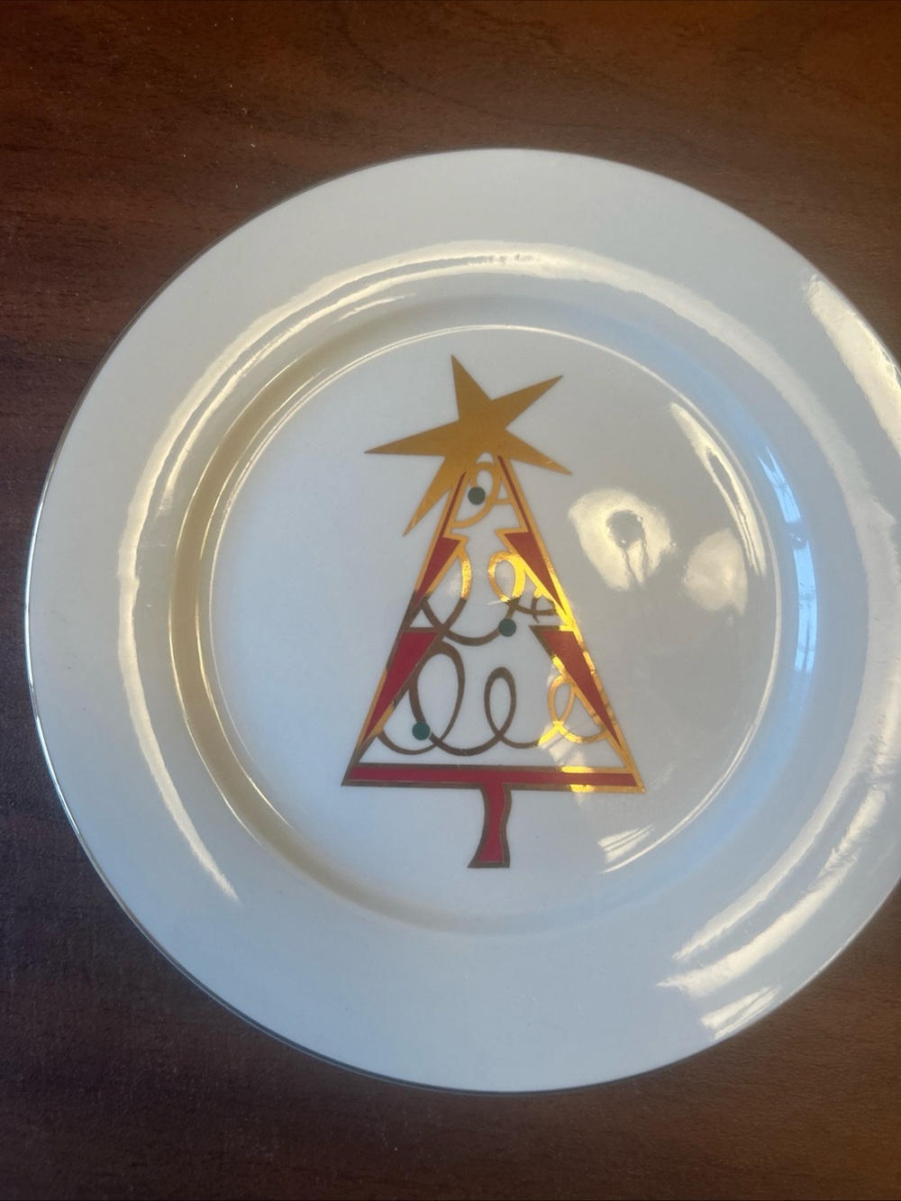 Pier 1 Christmas Tree Porcelain Dessert/Salad Plates 7.5" Set of 5 - Picture 7 of 8